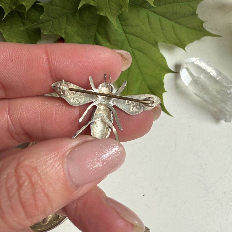 Брошь Муха DLV 4 см серебро Германия