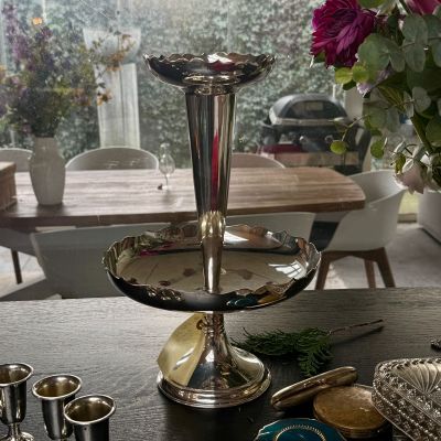 Ваза этажерка центр стола 35 см серебрение Франция 