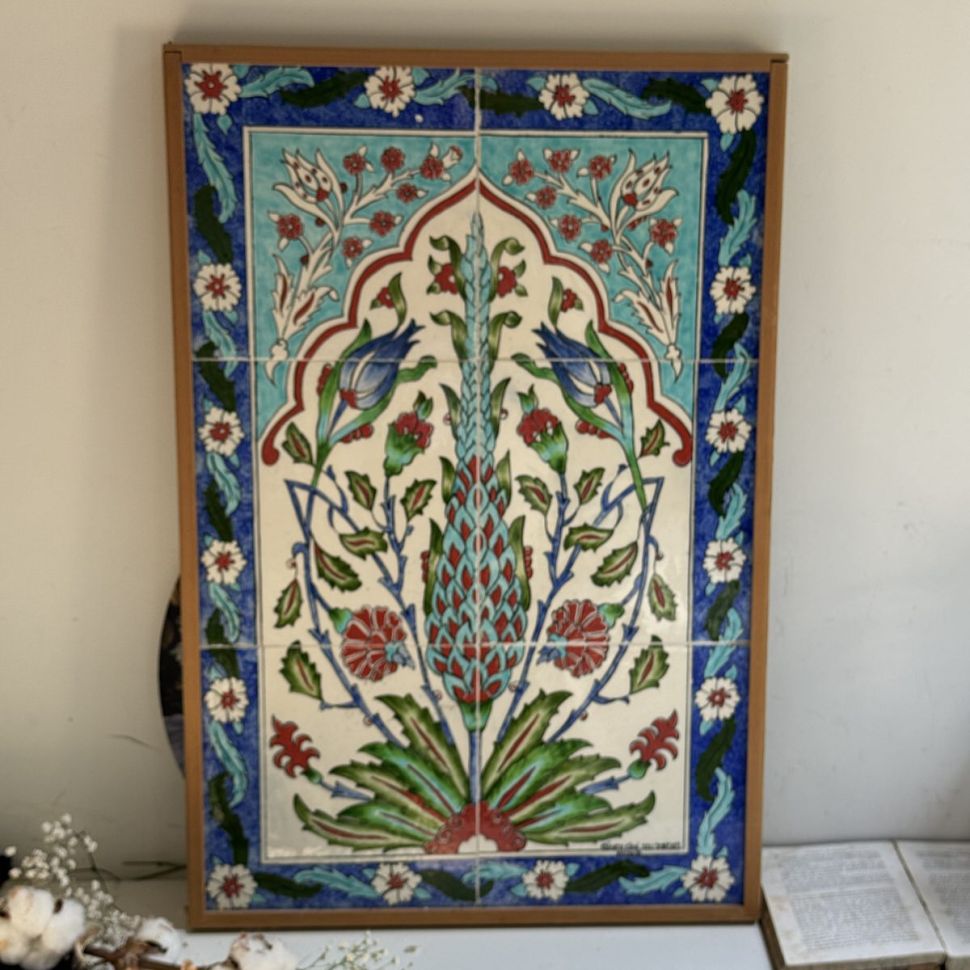 Панно столешница 42х62 см плитка ручная роспись дерево