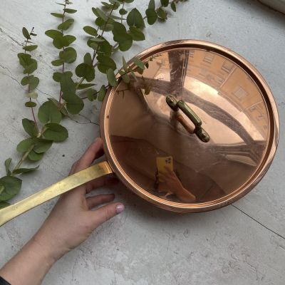 Сковорода медь с крышкой ручка латунь