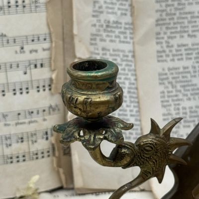 Подсвечник на одну свечу Дракон латунь 