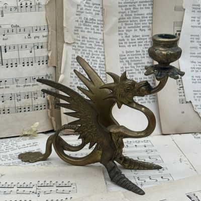 Подсвечник на одну свечу Дракон латунь 