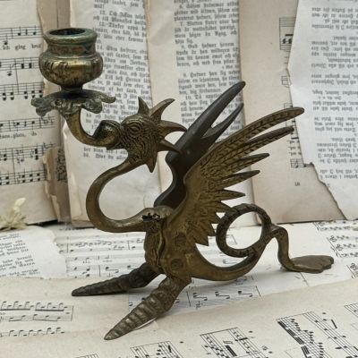 Подсвечник на одну свечу Дракон латунь 