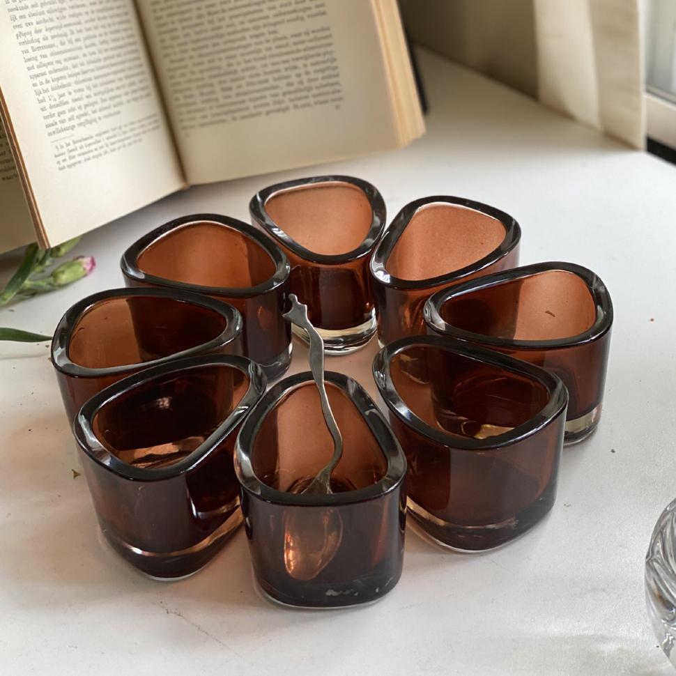 Розетка подсвечник сет 8 шт стекло с окраской (2 мини царапины)