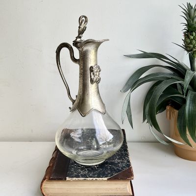 Кувшин декантер мельхиор и хрустальное стекло