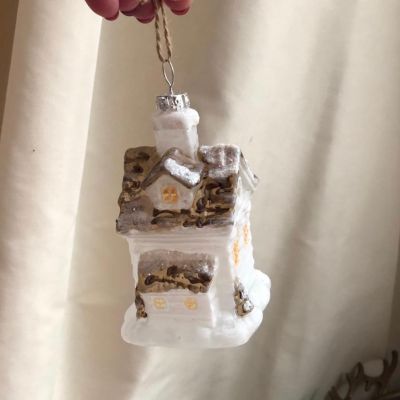 Елочная игрушка 12 см Домик стекло