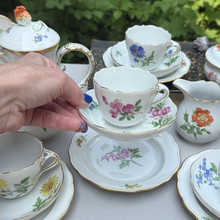Кофейное трио Meissen Мейсенский букет​ 100 мл 1966 г. Германия