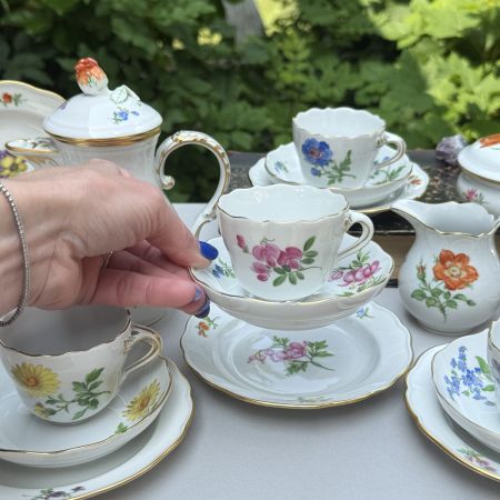 Кофейное трио Meissen Мейсенский букет​ 100 мл 1966 г. Германия