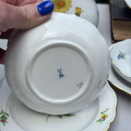 Кофейное трио Meissen Мейсенский букет​ 100 мл 1966 г. Германия