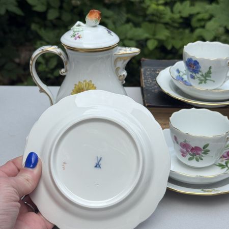 Кофейное трио Meissen Мейсенский букет​ 100 мл 1966 г. Германия