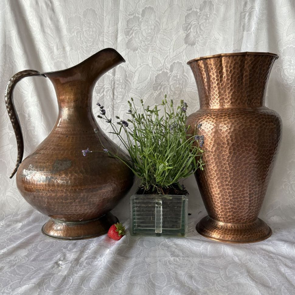 Кувшин с ручкой 47 см чеканка медь