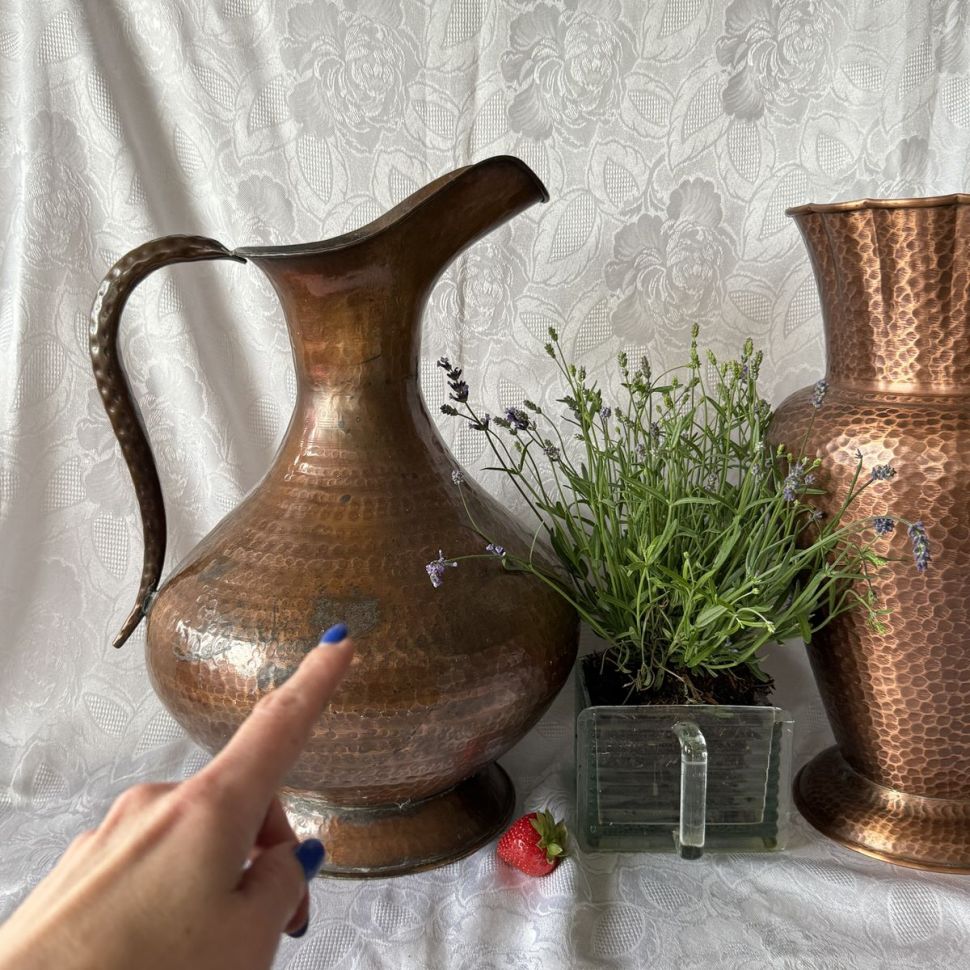 Кувшин с ручкой 47 см чеканка медь