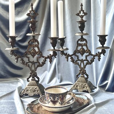 Подсвечник с гасителем для свечи 39 см бронза Франция