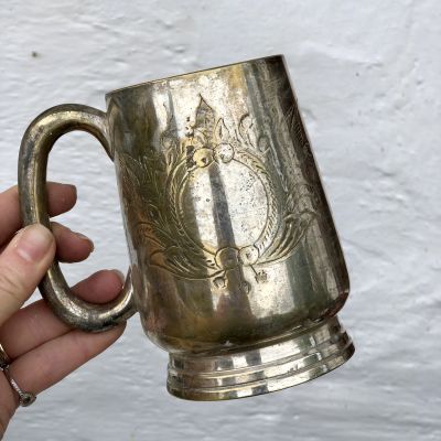 Кружка с гравировкой, серебрение по латуни