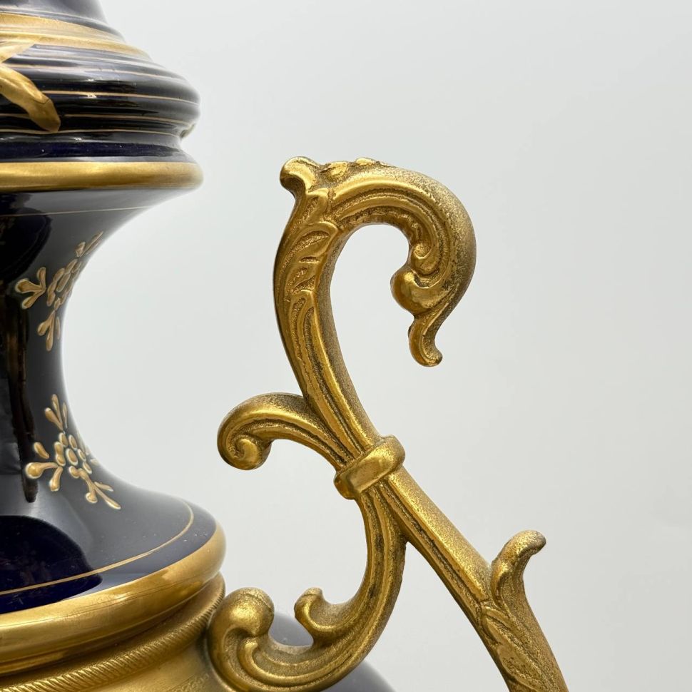 Вазы амфоры Limoges 19 век Франция фарфор бронза ручная роспись