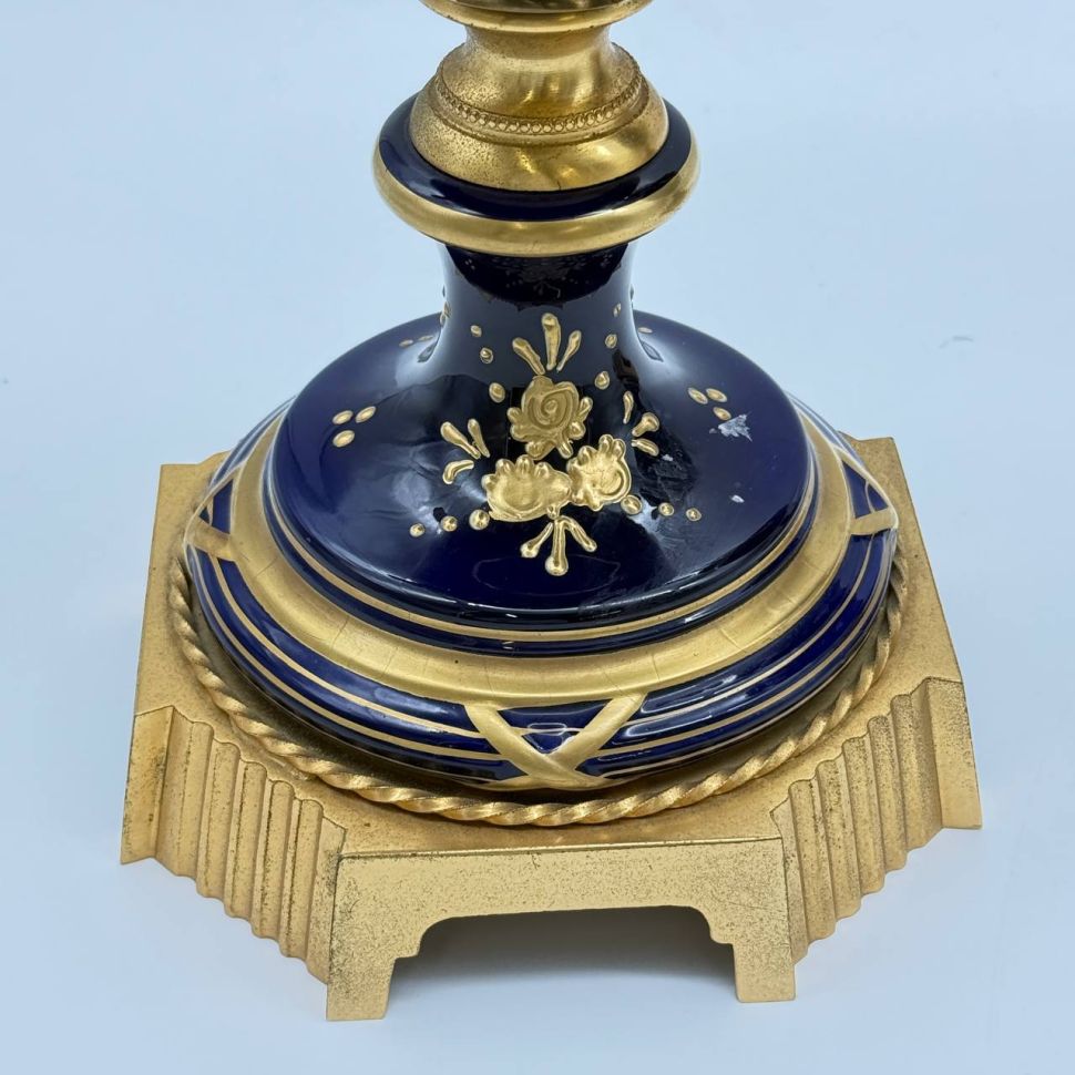 Вазы амфоры Limoges 19 век Франция фарфор бронза ручная роспись