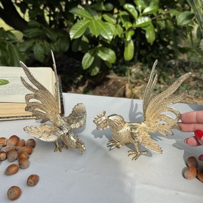 Статуэтка Петух Атакующий 15 см серебристый