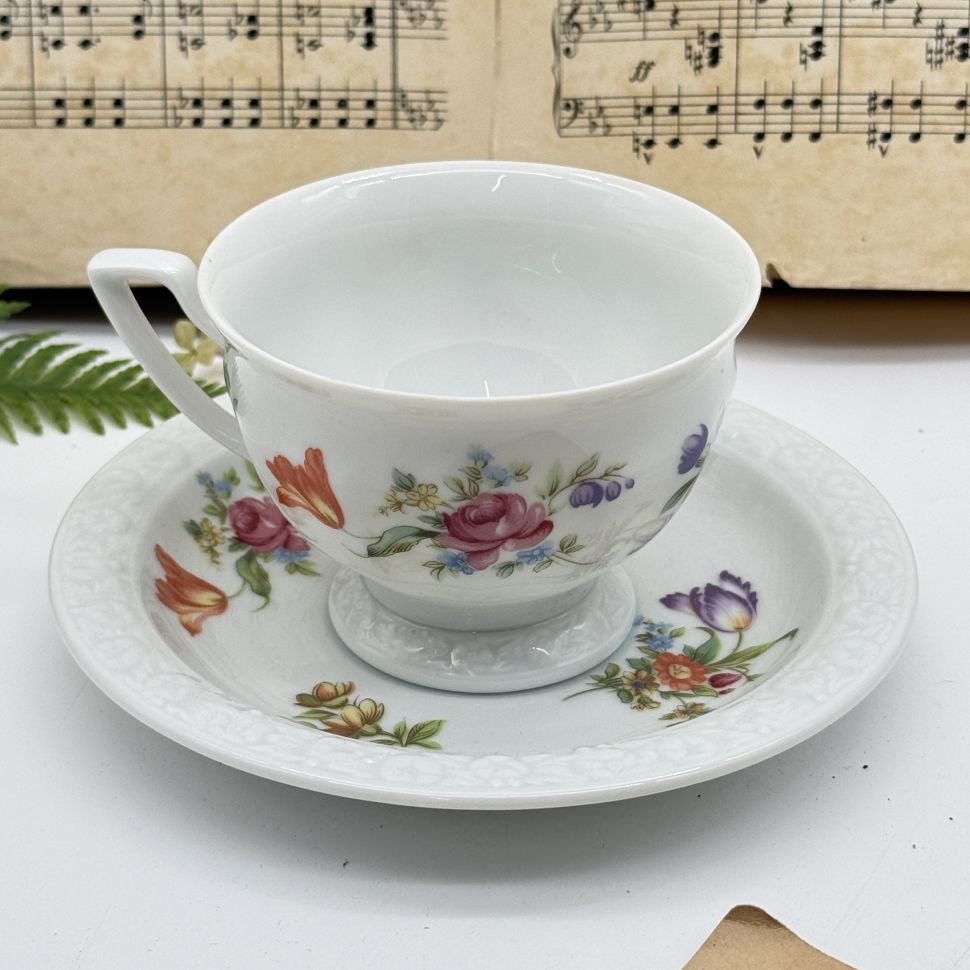 Чайная пара Rosenthal Maria Classic Rose Мейсенский букет 220 мл Германия 