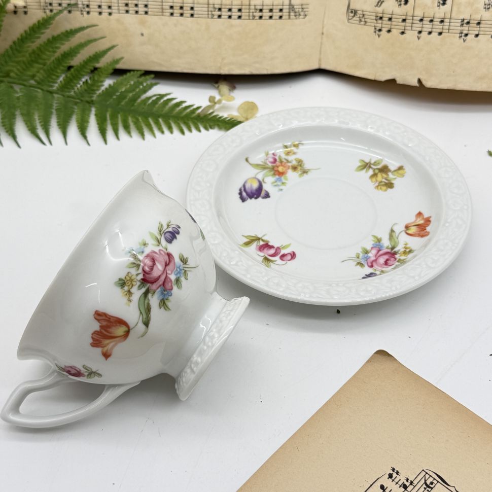 Чайная пара Rosenthal Maria Classic Rose Мейсенский букет 220 мл Германия 