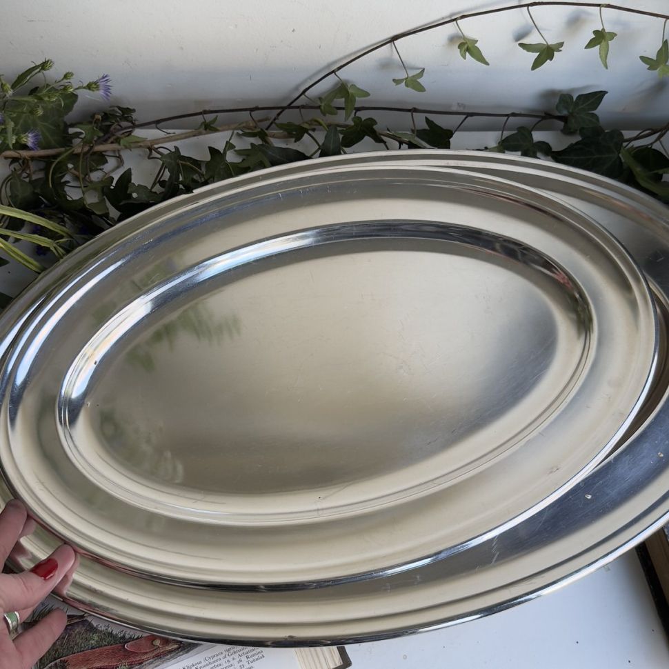 Блюдо поднос овальное WICKEMANN 55 см серебрение Бельгия