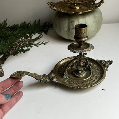 Подсвечник с ручкой 24 см бронза