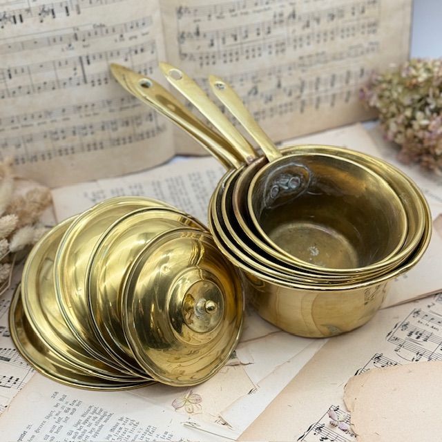 Ковш с крышкой набор 5 шт LION LE CORNU Франция латунь