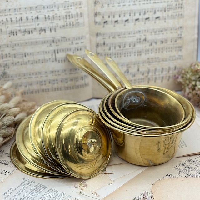 Ковш с крышкой набор 5 шт LION LE CORNU Франция латунь