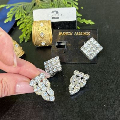 Клипсы Ромбы 2,5 см ювелирный сплав кристалы