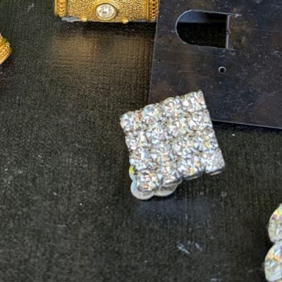 Клипсы Ромбы 2,5 см ювелирный сплав кристалы
