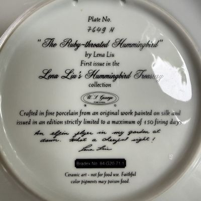 Тарелка W.S.George Lena Liu’s Hummingbird Treasury Рубиновая Колибри 20 см США