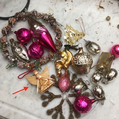 Игрушка елочная 6 см Ангел соломенный