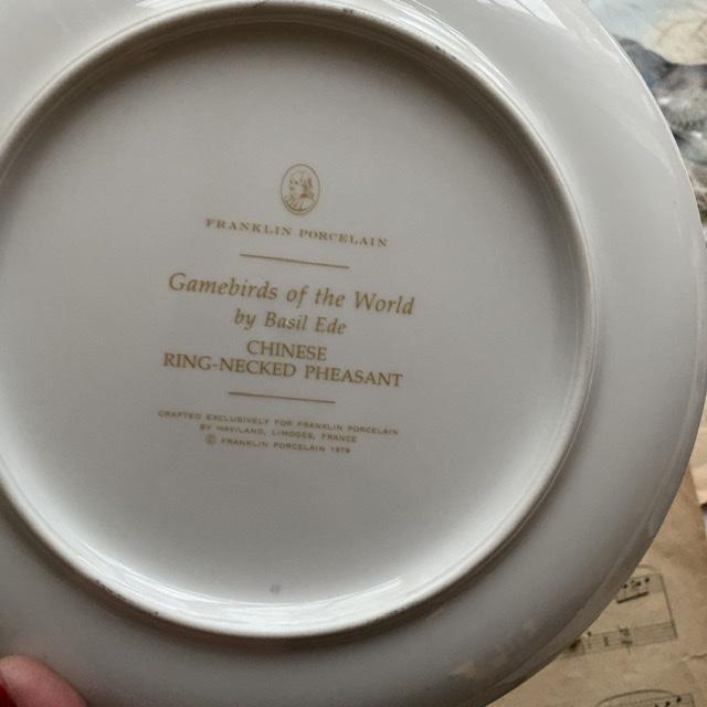 Тарелка Franklin Porcelain Gamebirds Limoges Chinese Ring-necked Pheasant 1979 23 см