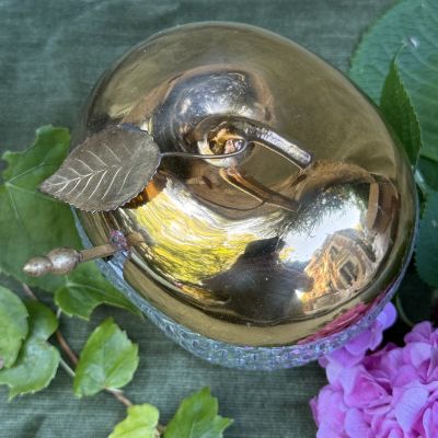 Джемница с ложкой Яблоко 17 см хрусталь позолота