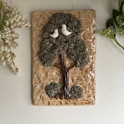 Изразец Птички на дереве 20х13 см керамика