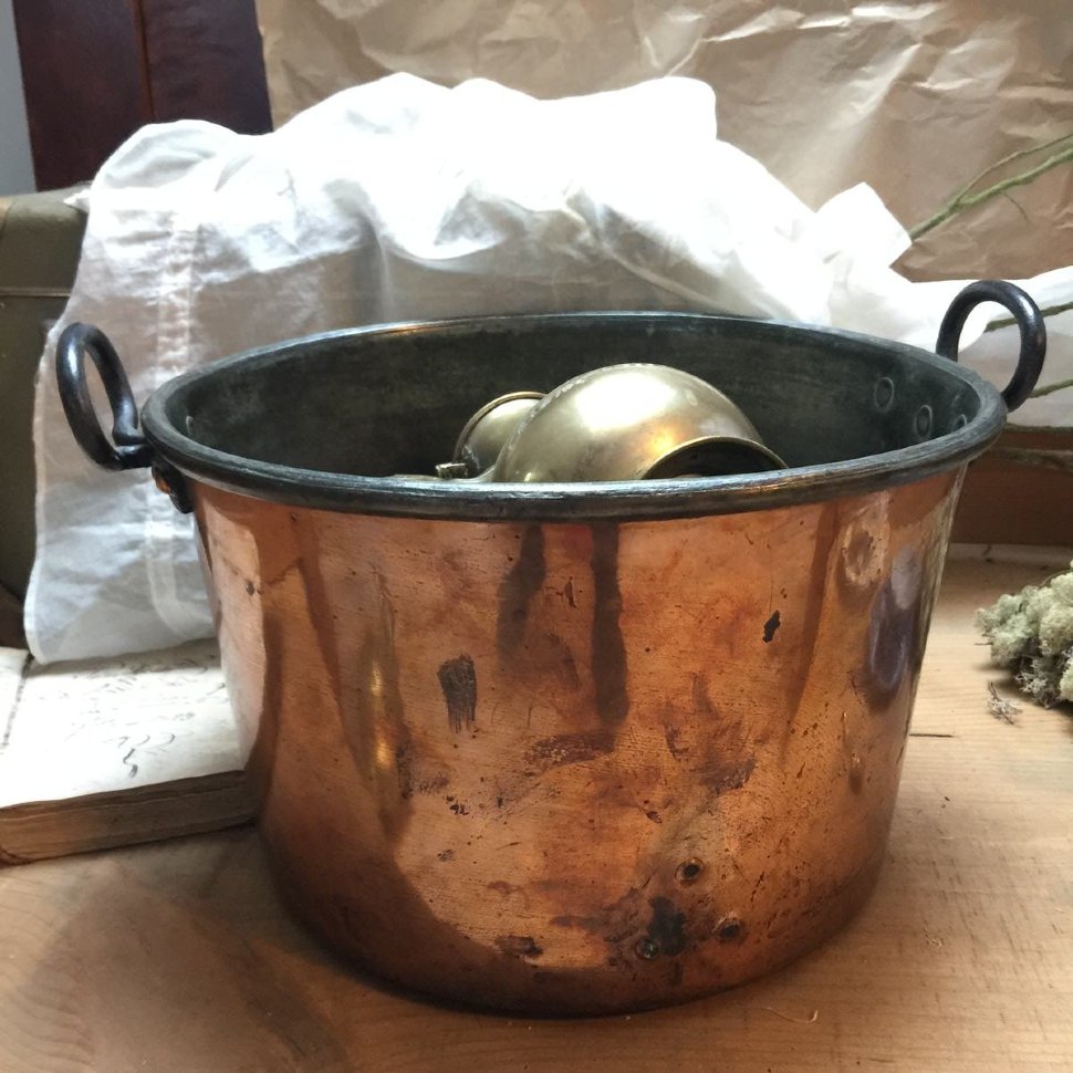 Медный таз, большое кашпо-ведро 12 л. с лужением