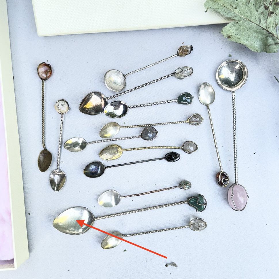 Ложка кофейная с натуральным камнем 15 см