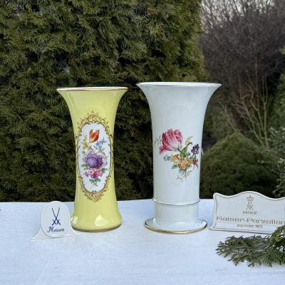 Ваза Kaiser 25 см Мейсенский букет 1970 гг Германия белая