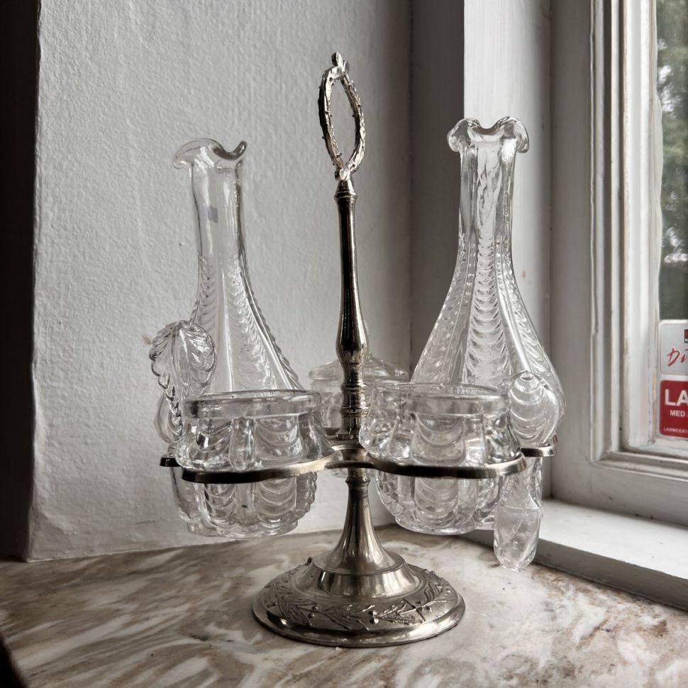 Сервировочный набор для специй 5 шт в мельхиоровой подставке