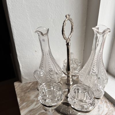 Сервировочный набор для специй 5 шт в мельхиоровой подставке