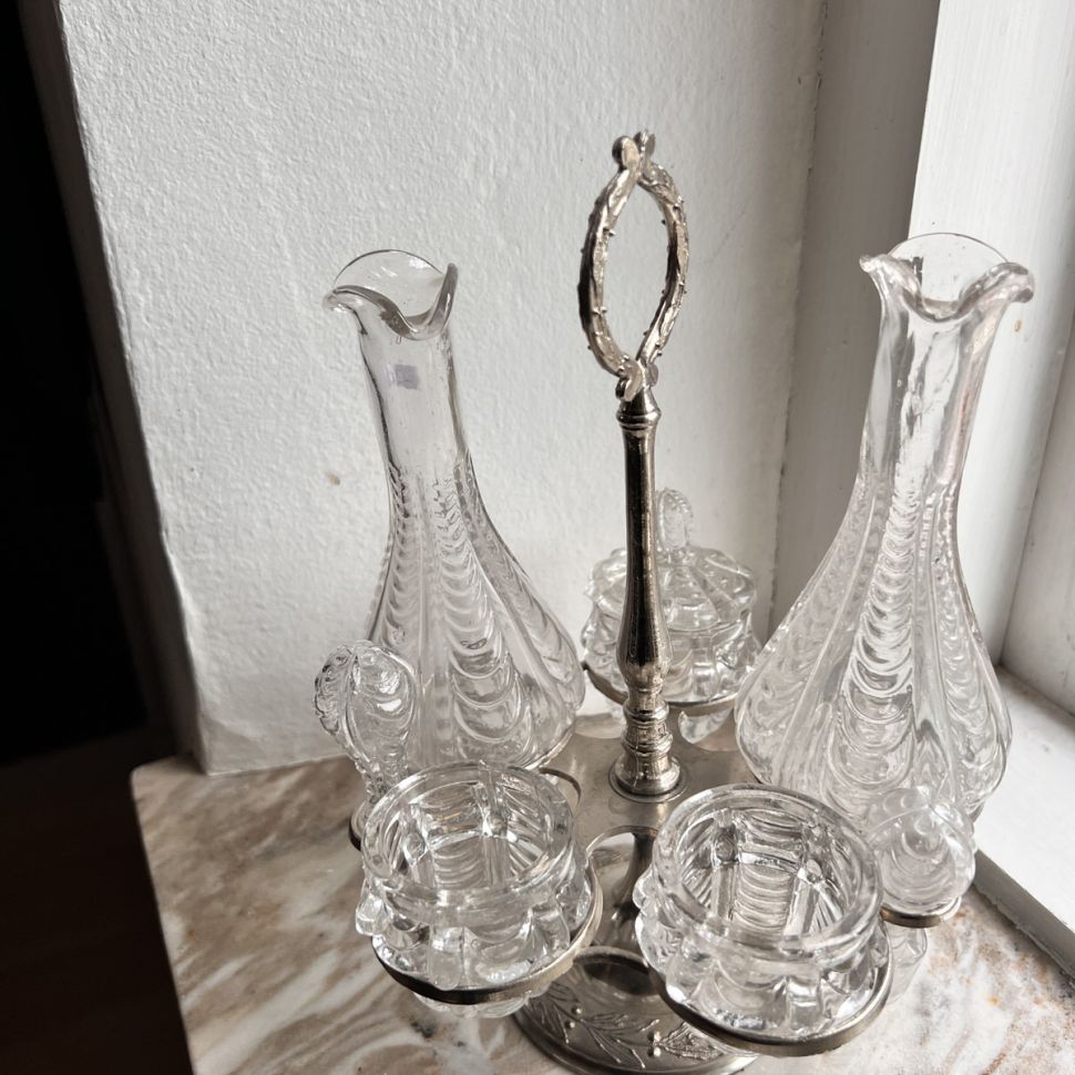 Сервировочный набор для специй 5 шт в мельхиоровой подставке