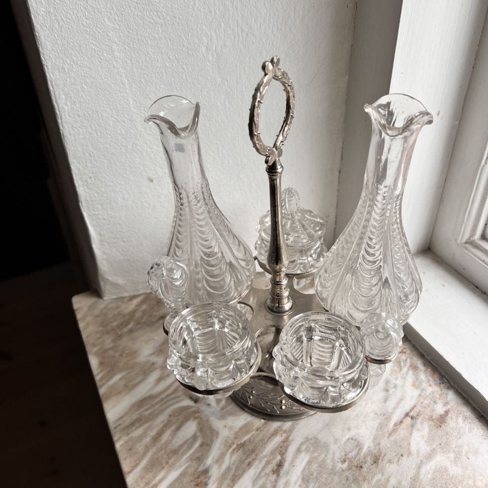 Сервировочный набор для специй 5 шт в мельхиоровой подставке