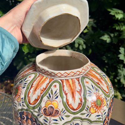 Ваза с крышкой чайница 52 см 17 век полихром