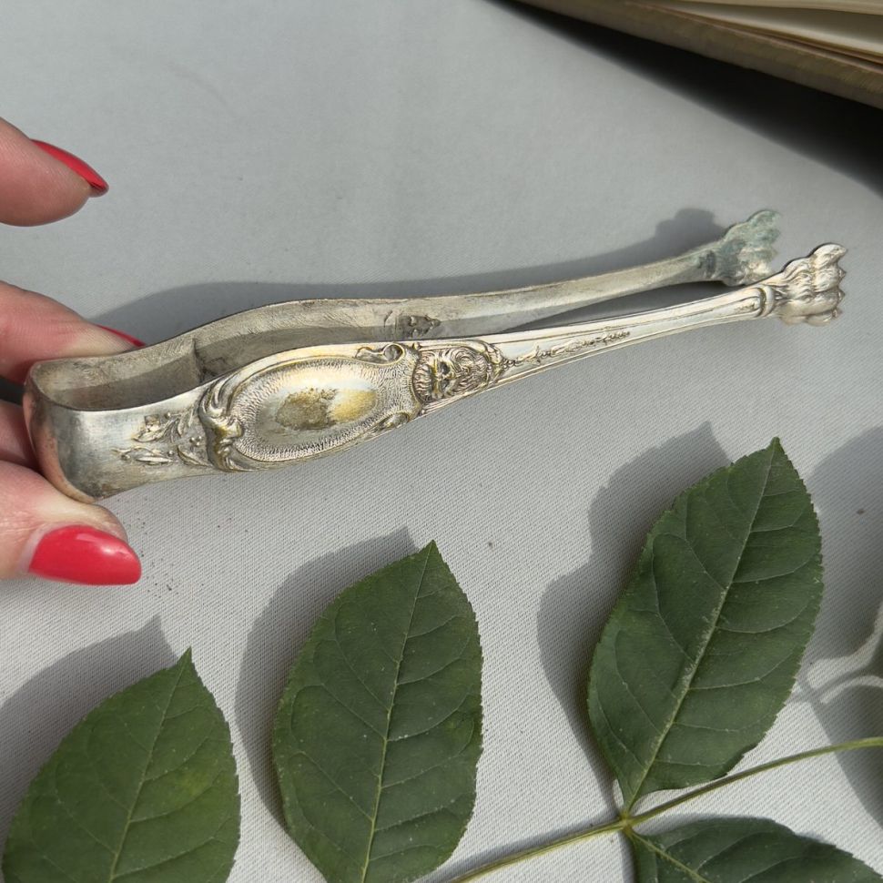 Щипцы для льда и сахара Лев 14 см серебрение Франция