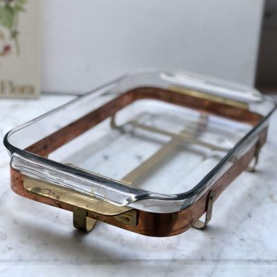 Форма для запекания стекло с медной подставкой