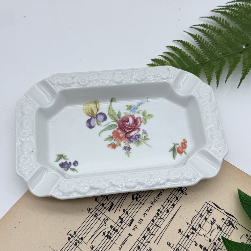 Пепельница Rosenthal Maria Classic Rose Мейсенский букет 16 см Германия