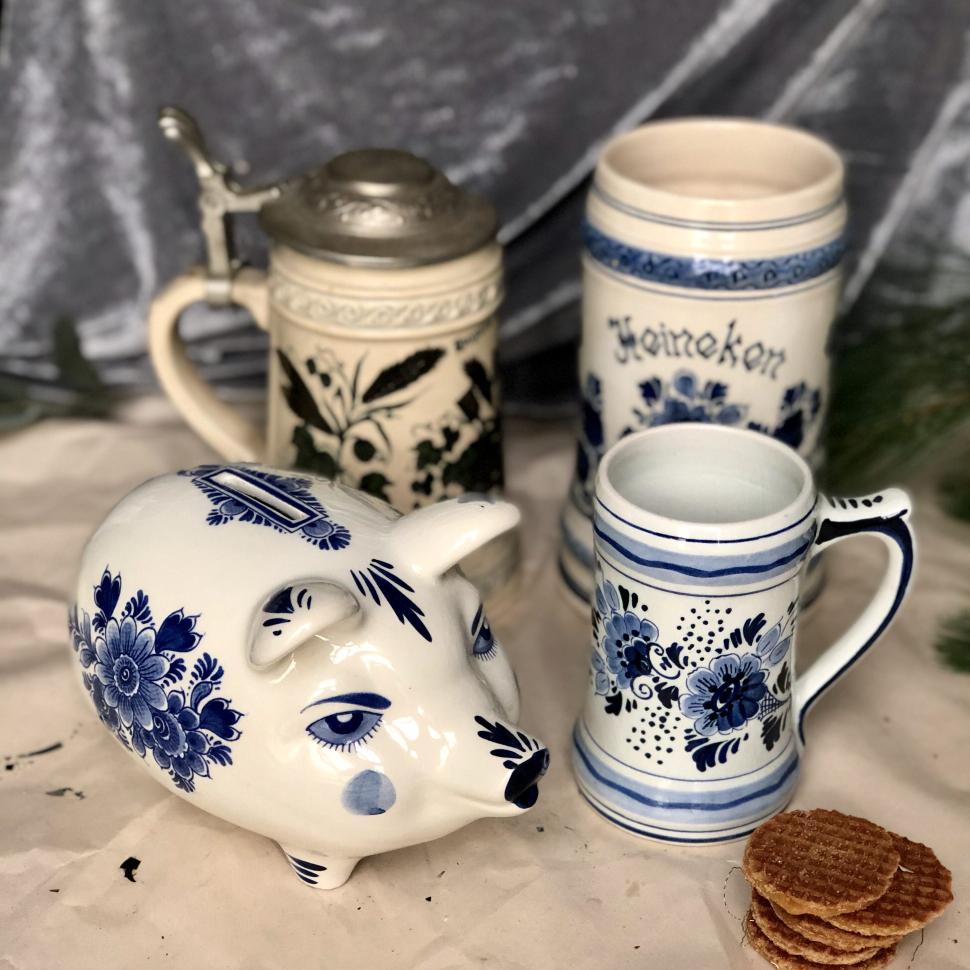 Свинка копилка Delft керамика роспись