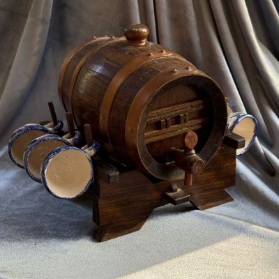 Подставка для 6 кружек и бочонок ручная работа Франция 