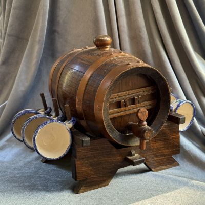 Подставка для 6 кружек и бочонок ручная работа Франция 