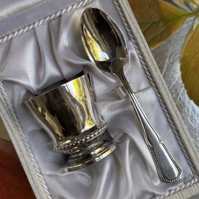 Подставка для яйца с ложкой набор BORDO серебрение Франция 