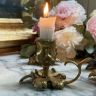 Подсвечник Лист на одну свечу 12 см бронза